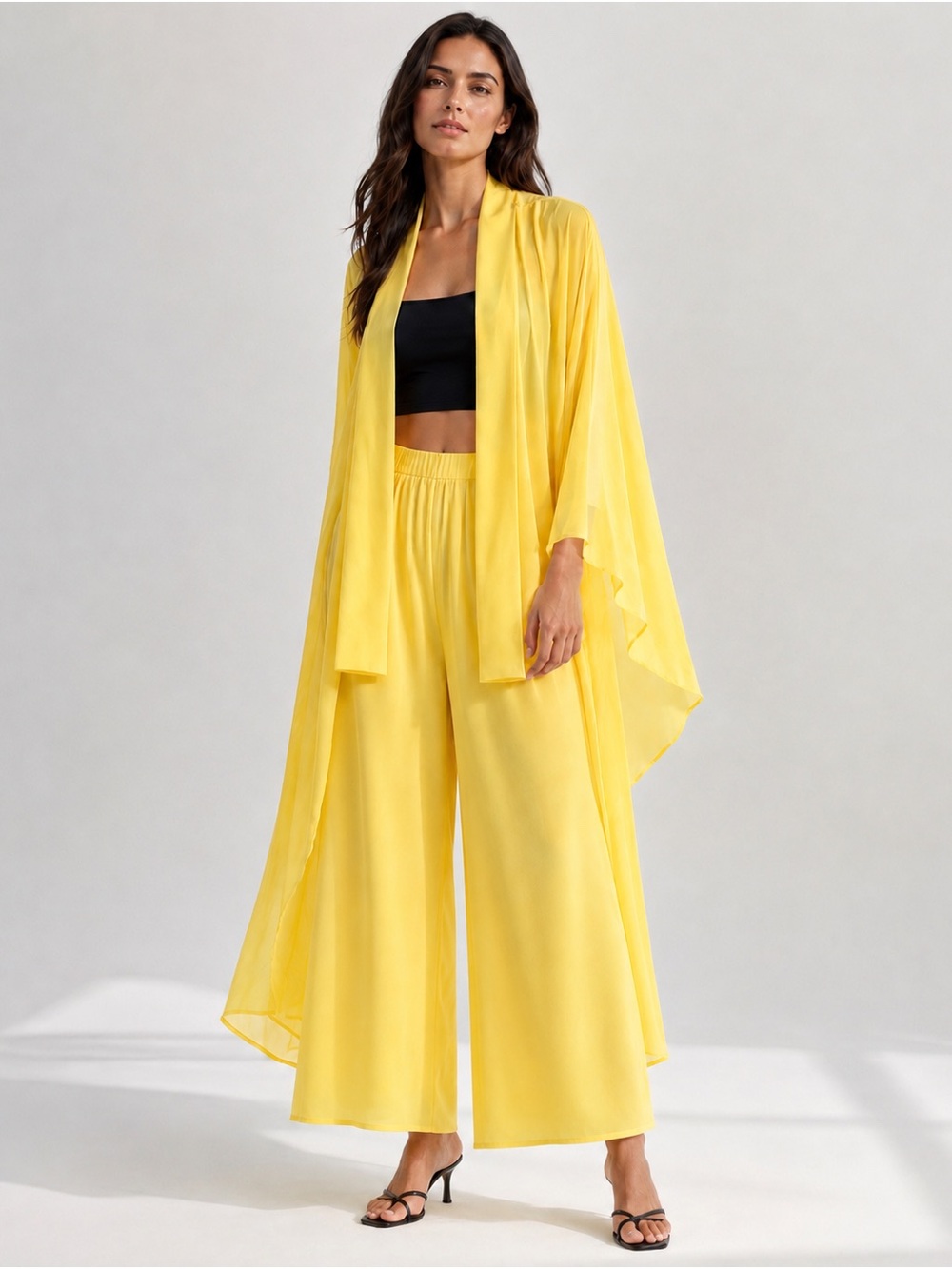 NU Factory Exclusive Yellow 2-Piece Kimono Set – Designer Statement Ensemble